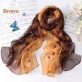 Women High Quality Fashion New Design Flower embroidered Long Pure Silk Scarf Shawl 100% Silk Shawl